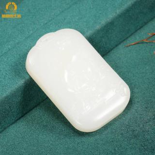 新疆和田玉生肖牛吊坠天然玉石且末老料羊脂白玉平安无事牌玉挂件